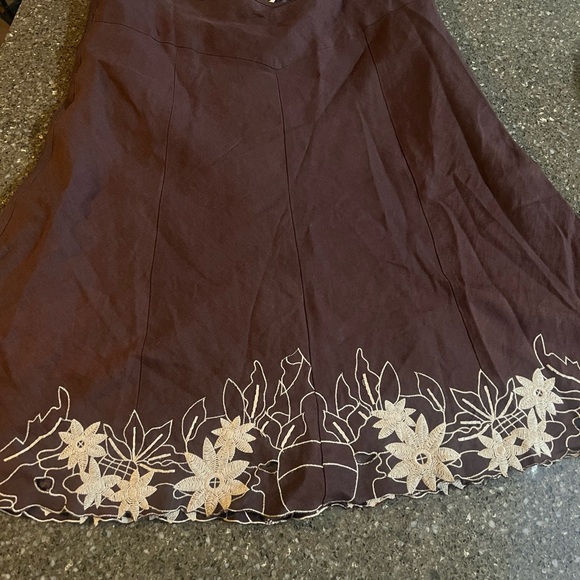 Chic Brown A-Line Skirt with Floral Embroidery Plus Size 2X Lined Boho Prairie - Picture 1 of 8